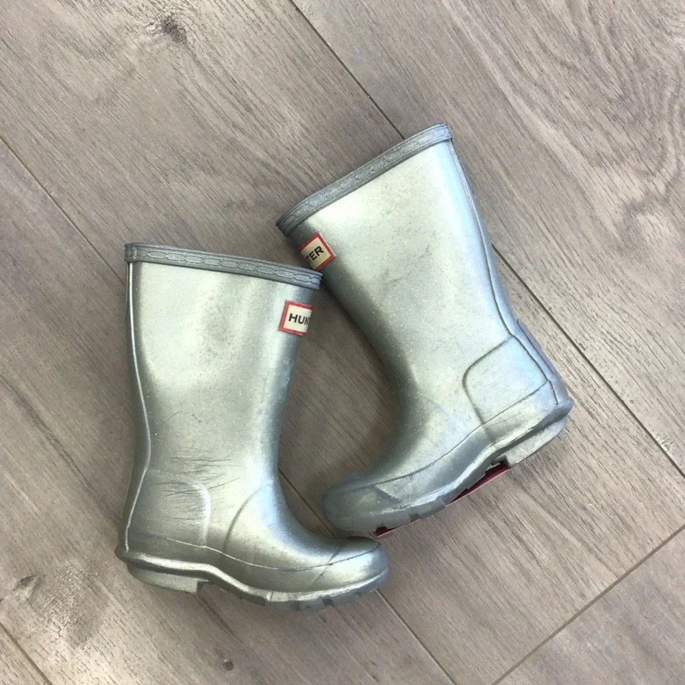 Hunter Kids Silver Metallic Rain Boots